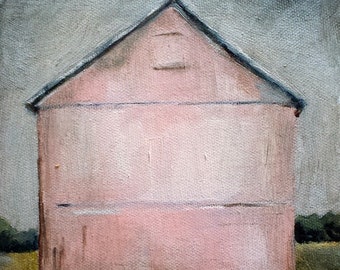 Pink Barn Archival Art Print from Original Oil Painting by Claire Burke Whitehead