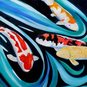 Koi painting Print of original oil painting of Koi fish