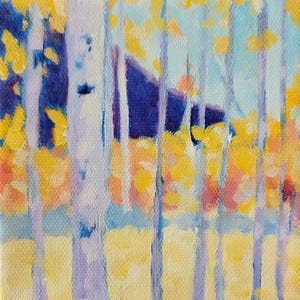 Paisaje de álamos a partir de pintura al óleo original, impresión artística de archivo en varios tamaños