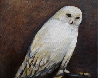 Owl painting - original oil painting giclee print / Snowy Owl