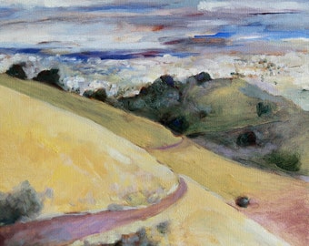 landscape oil painting print - California hike in the hills of Silicon Valley