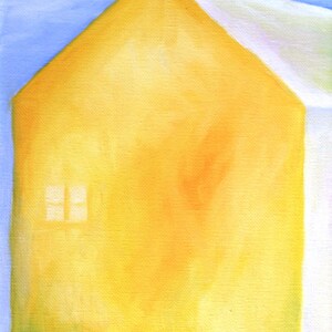 Modern house Painting Original Oil Painting PRINT happy yellow house
