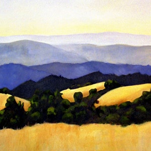 California Hills oil painting digital download of original oil painting - California landscape painting hills scenes