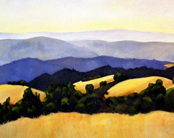 California Hills oil painting digital download of original oil painting - California landscape painting hills scenes