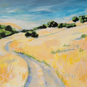 California oil painting print 8 1/2 x11 California landscape Hiking Path in the Hills fine art print
