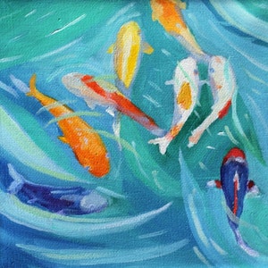 Koi tropical painting Print of original oil painting of Koi fish
