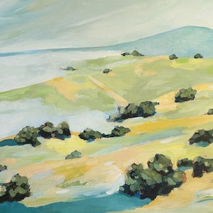 California Landscape Art Hills of Home Original Oil Painting Print 8x10 inches