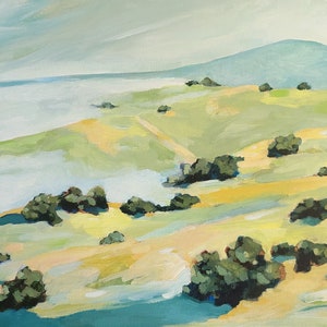 California Landscape Art Hills of Home Original Oil Painting Print 8x10 inches