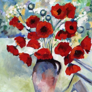 Flower Painting Red Poppies Print of Original Oil Painting