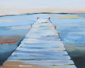 Dock and Water print of original oil painting