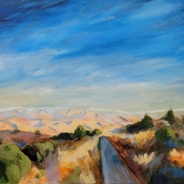 California landscape 16x20 print of original oil painting Santa Teresa Hike