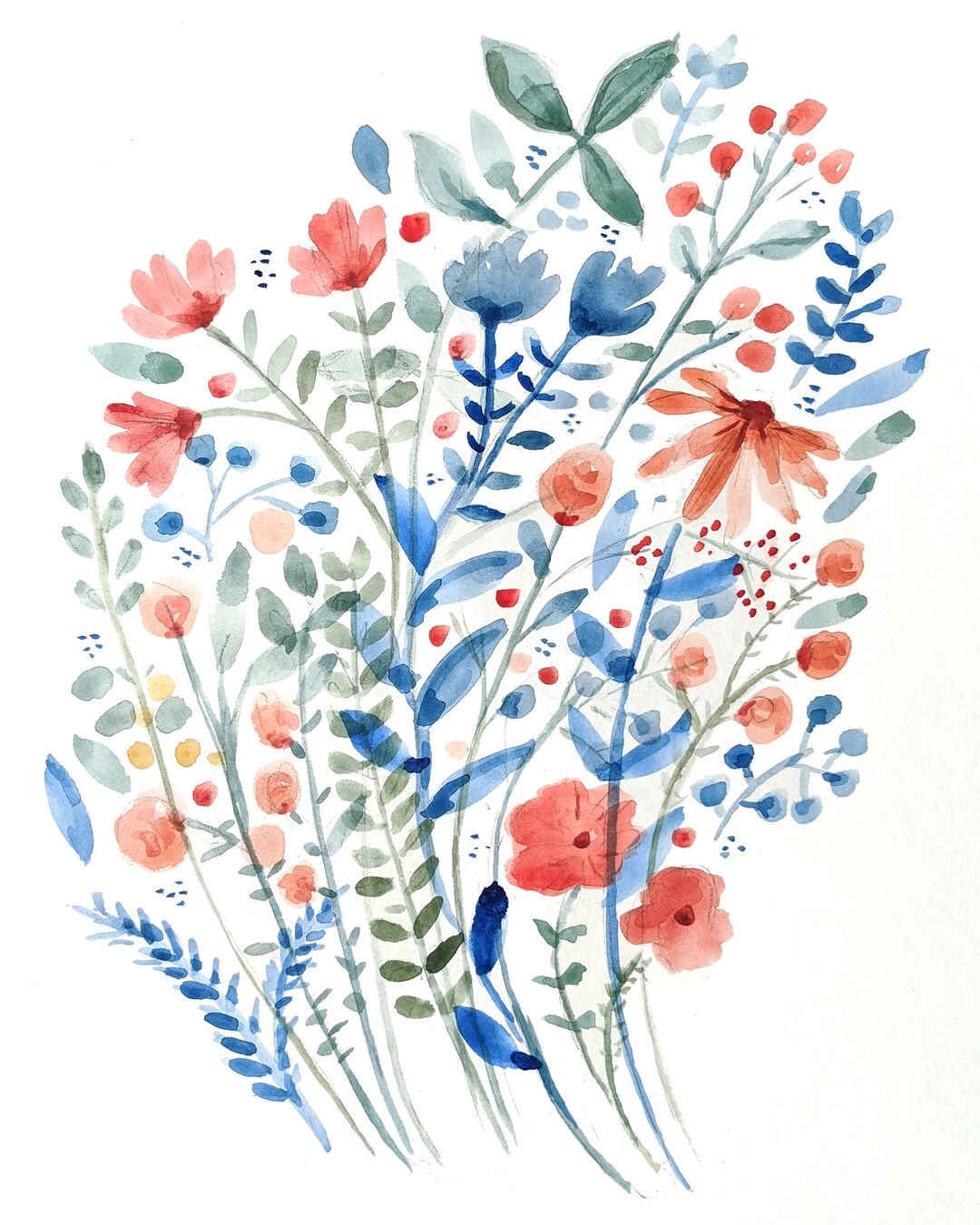 Happy Bouquet Floral Painting 8x10 Print of Original Watercolor ...