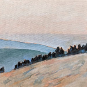 California Landscape Art Coastal Sunrise Original Oil Painting Print 8x8