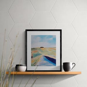 California Art Fields and Road California / Original Oil Painting Print / Landscape Painting