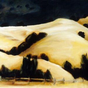 Golden Hills California landschap schilderij digitale download van origineel olieverfschilderij