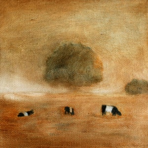 Cows in the afternoon - print of original oil painting 8 1/2 x 11 Belted cow PRINT
