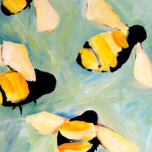 夏のミツバチの絵画 8x10 オリジナル油絵のプリント 蜂アート ホーム