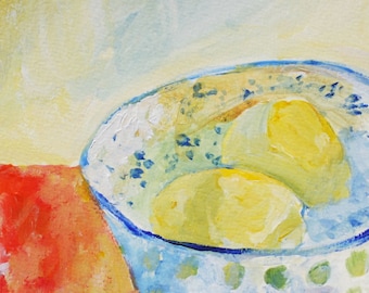 Lemons art print Lemons in a bowl print of original painting