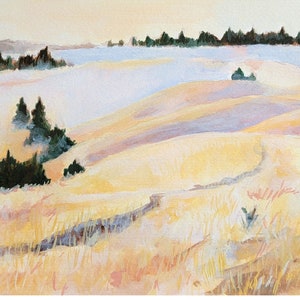 California Landscape Art Foggy Morning Original Oil Painting Print 8x10 inches