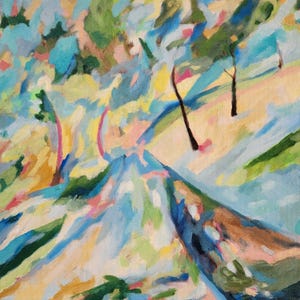 Original California Landscape oil painting - Abstract Landscape Lower Road 14x14 oil on canvas