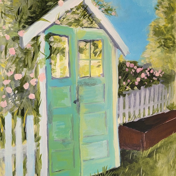 Original Landscape Painting Garden Gate by Claire Whitehead