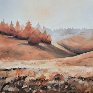California Bay Area Landscape Painting Print 8x8 Tonal Fall Home Decor