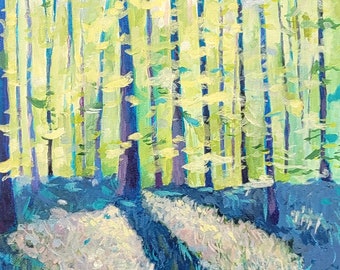 Landscape Art Original Acrylic Painting on Archival Paper 9x12 inches Cathedral Forest
