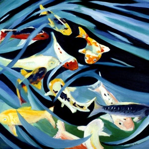 Koi painting Print of original oil painting of Koi fish