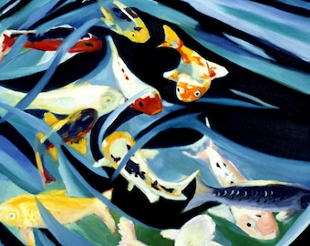 Koi painting Print of original oil painting of Koi fish