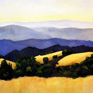 California Landscape Print of Original Oil Painting Ridge Trail Home Decor CA Art