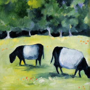 Cows art print of original oil painting 8 1/2 x 11 cute cows