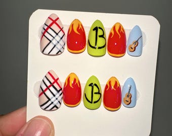 Handmade Jonas Brothers Burning Up All Over Again Tour Concert Music Press-On Nails