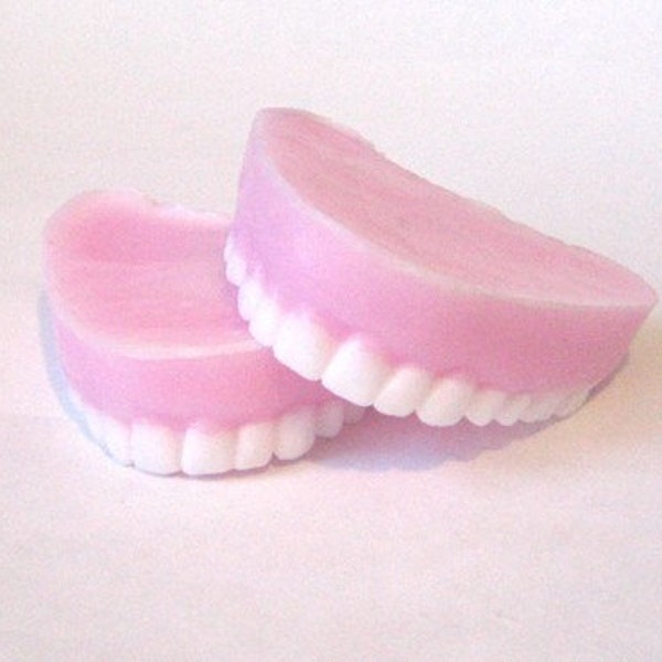 Peppermint scented Dentures - handmade glycerin Soap Set. Gift for her. Party favor. women. kids. teens. Dentist gift. Dental gift.