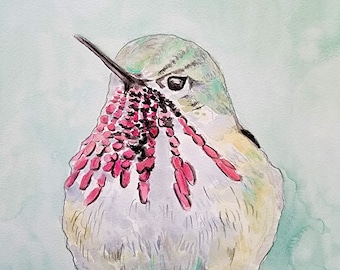 Hummingbird watercolor painting hummingbird archival print bird art