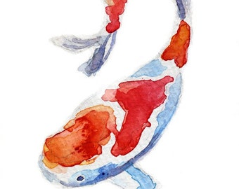 koi fish watercolor painting print colorful koi painting