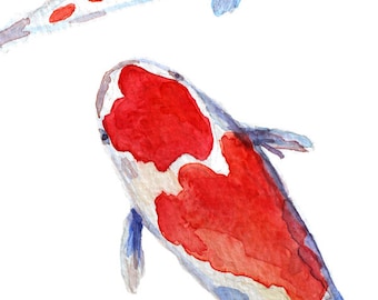 koi fish watercolor painting print colorful koi painting