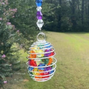 Look For me in The Rainbows Sun Catcher, Memorial Car Charm, Rainbow Bead Sun Catcher, Memorial Keepsake, Remembrance Gifts, Sympathy Gift