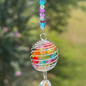 Look For me in The Rainbows Sun Catcher, Memorial Car Charm, Rainbow Bead Sun Catcher, Memorial Keepsake, Remembrance Gifts, Sympathy Gift