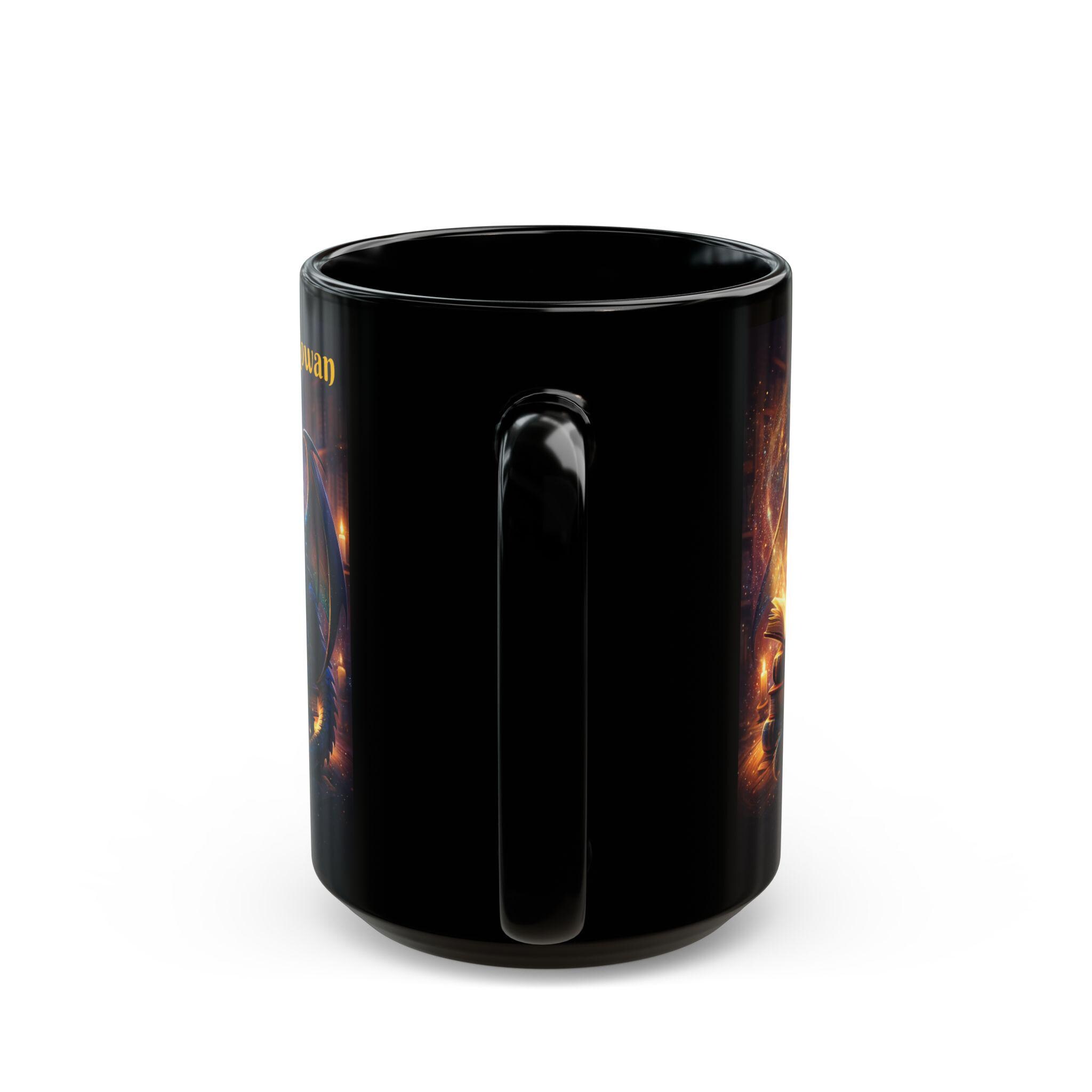 Dragon Reading Glow Art Black Mug — Personalized Fantasy Coffee Cup ...