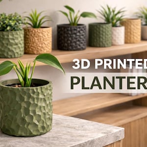 Textured Geometric 3D Printed Planter | Modern Minimalist Home Decor