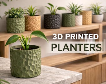 Textured Geometric 3D Printed Planter | Modern Minimalist Home Decor