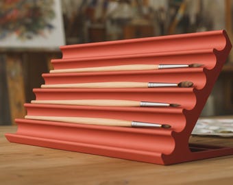 3D Printed Paint Brush Holder: Art Studio Organizer, 6 Slots