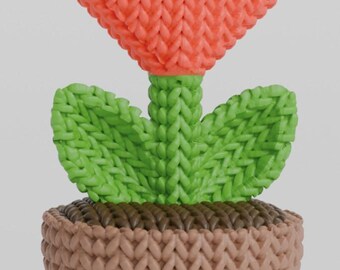 Knitted-Style Heart Flower – 3D Printed Decor