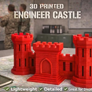 3D Printed U.S. Army Engineer Castle: Veteran Gift, Military Desk Decor