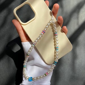 Cute Beaded Phone Charm – Colorful Bead Phone Strap – Kawaii Accessory for Wrist, Keychain or Camera – Handmade Phone Lanyard