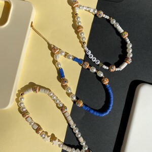 Pastell Perlen Handy Anhänger - süße Kawaii Herz Blume Perle Handyband - Schlüsselanhänger oder Kamera Zubehör