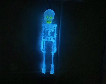 Luminescent Skeleton | Glow in the Dark | Articulating Flex Skeleton | Key Ring | Fluorescent Skeleton  | Fidget Toy | Fun Gift | Desk Toy