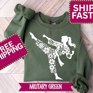 Karate Floral Sweatshirt, Womens Karate Crewneck,  Martial Arts Sweatshirt, Martial arts Pullover, Gift for Karate Lover, Youth karate shirt