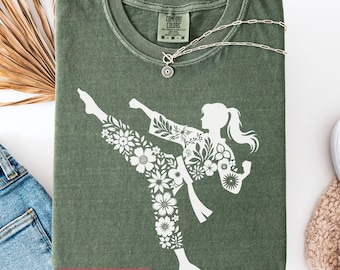 Karate Floral T-Shirt: Comfort Colors Martial Arts Tee, Women karate shirt, gift for martial arts lover. Karate shirts. Taekwondo mom shirt
