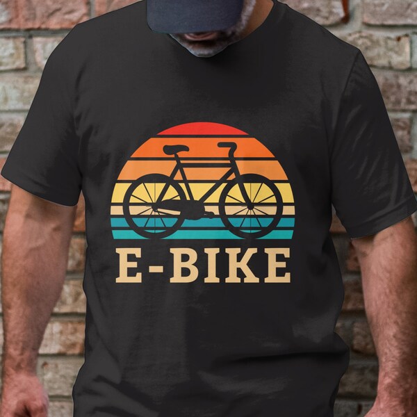 Retro E Bike Sunset Graphic Tee  Vintage Electric Bicycle TShirt Unisex Cycling Lover Gift Shirt gift for biker lover dad men cyclist shirt